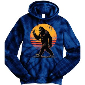 Peace Sign Bigfoot Sasquatch Sunset Graphic Funny Big Foot Tie Dye Hoodie