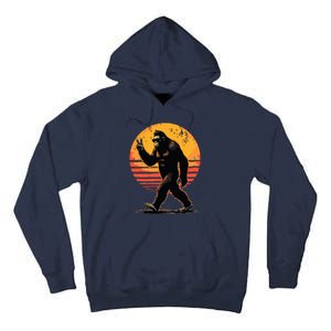 Peace Sign Bigfoot Sasquatch Sunset Graphic Funny Big Foot Tall Hoodie