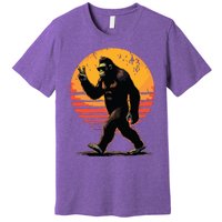 Peace Sign Bigfoot Sasquatch Sunset Graphic Funny Big Foot Premium T-Shirt