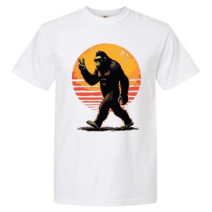 Peace Sign Bigfoot Sasquatch Sunset Graphic Funny Big Foot Garment-Dyed Heavyweight T-Shirt