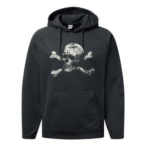 Pirate Skull Banner - Jolly Roger Symbol Performance Fleece Hoodie