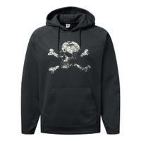 Pirate Skull Banner - Jolly Roger Symbol Performance Fleece Hoodie