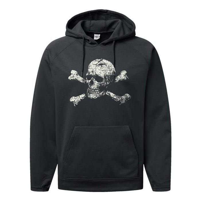 Pirate Skull Banner - Jolly Roger Symbol Performance Fleece Hoodie