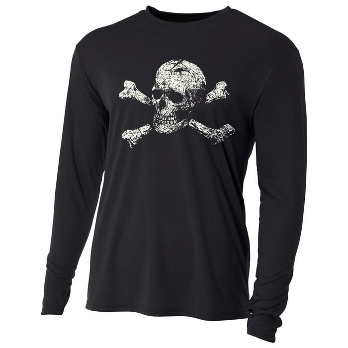 Pirate Skull Banner - Jolly Roger Symbol Cooling Performance Long Sleeve Crew