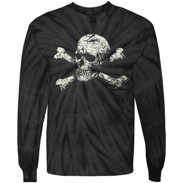 Pirate Skull Banner - Jolly Roger Symbol Tie-Dye Long Sleeve Shirt