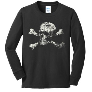 Pirate Skull Banner - Jolly Roger Symbol Kids Long Sleeve Shirt