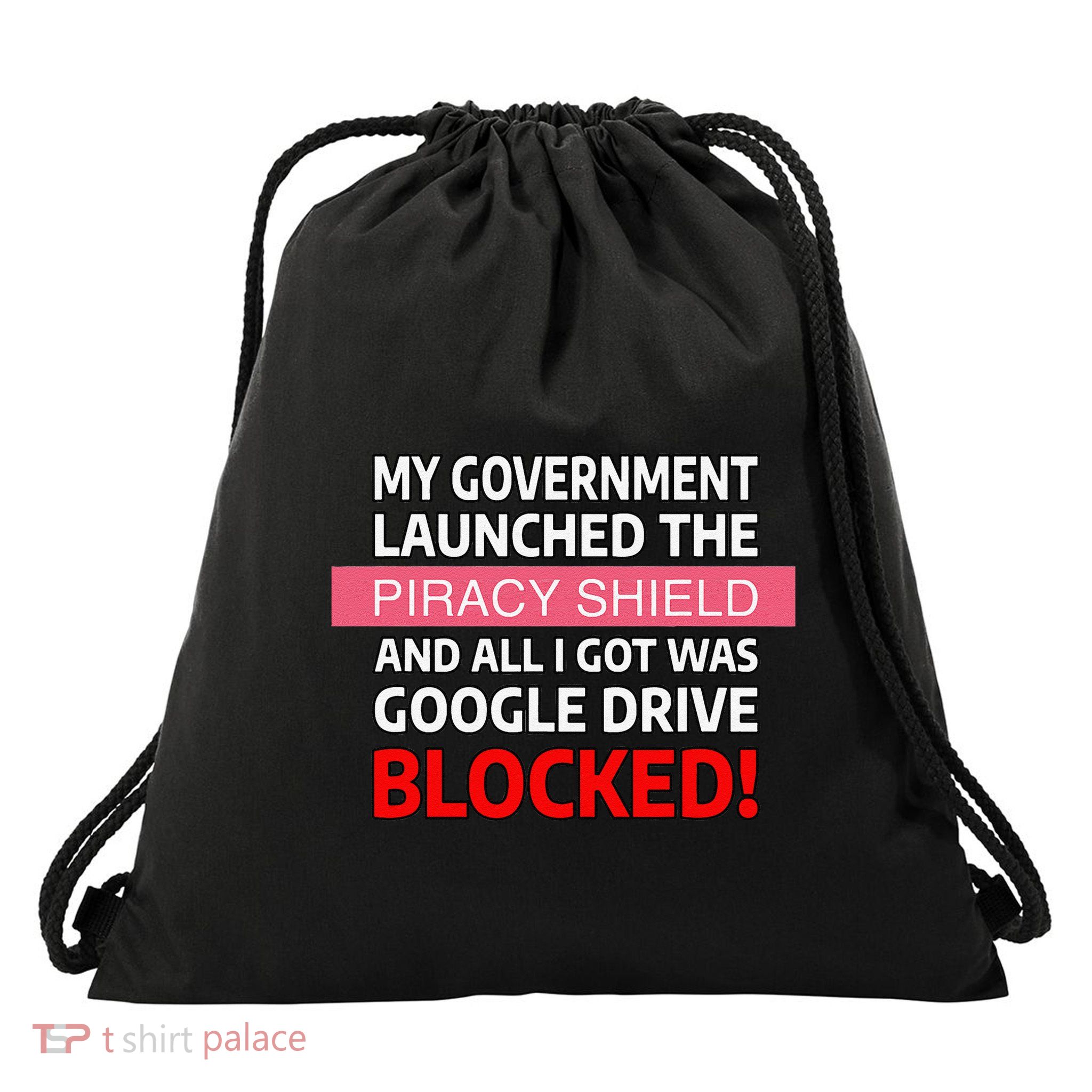 Piracy Shield Blocked Drive In Italy Drawstring Bag
