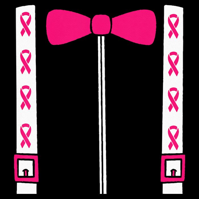 Pink Suspenders Bow Tie Costume Breast Cancer Awareness Bucket Hat