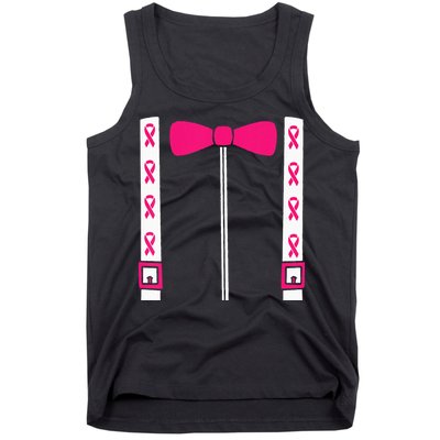 Pink Suspenders Bow Tie Costume Breast Cancer Awareness Tank Top