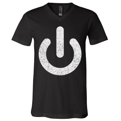 Power Symbol Button Switch Standby Icon Halloween Costume V-Neck T-Shirt