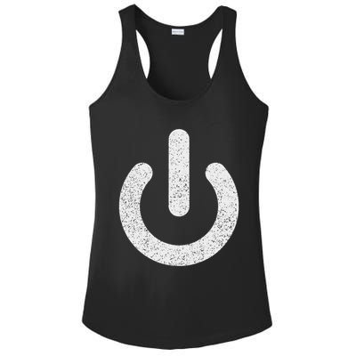 Power Symbol Button Switch Standby Icon Halloween Costume Ladies PosiCharge Competitor Racerback Tank