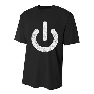 Power Symbol Button Switch Standby Icon Halloween Costume Youth Performance Sprint T-Shirt