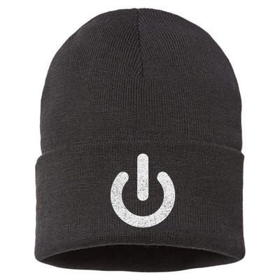 Power Symbol Button Switch Standby Icon Halloween Costume Sustainable Knit Beanie