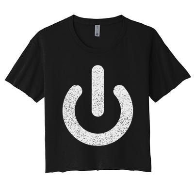 Power Symbol Button Switch Standby Icon Halloween Costume Crop Top
