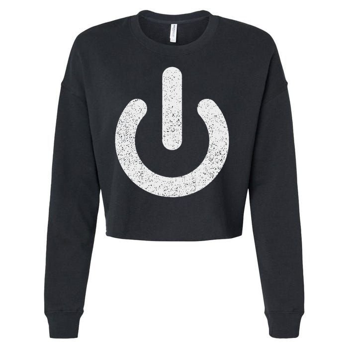 Power Symbol Button Switch Standby Icon Halloween Costume Cropped Pullover Crew