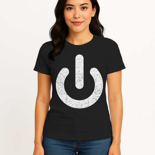 Power Symbol Button Switch Standby Icon Halloween Costume Womens T-Shirt