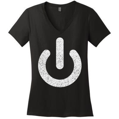 Power Symbol Button Switch Standby Icon Halloween Costume Women's V-Neck T-Shirt