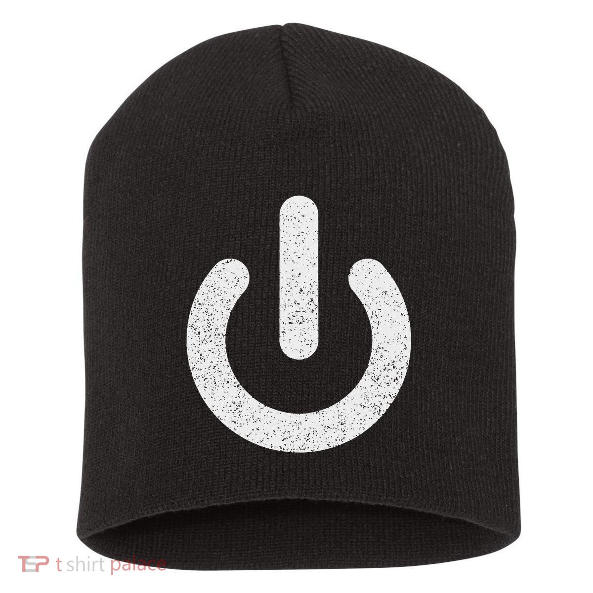 Power Symbol Button Switch Standby Icon Halloween Costume Short Acrylic Beanie