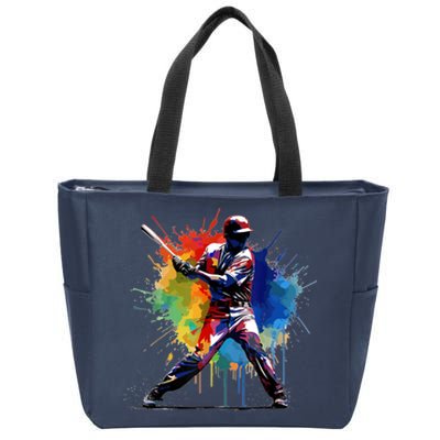 Paint Splash Baseball Player Gift For Fan Zip Tote Bag