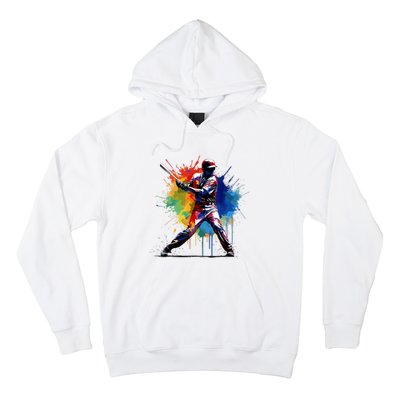 Paint Splash Baseball Player Gift For Fan Hoodie