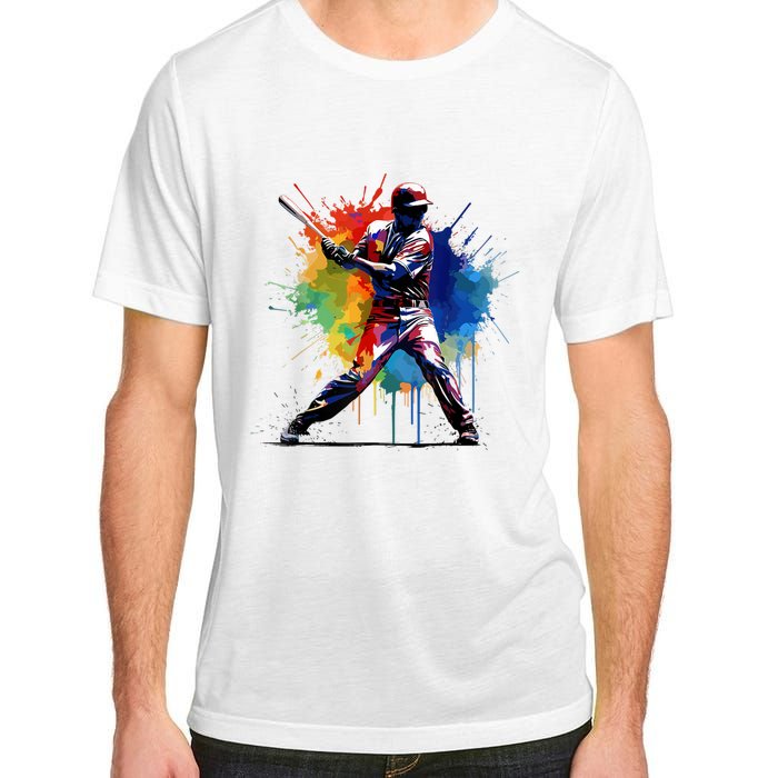 Paint Splash Baseball Player Gift For Fan Adult ChromaSoft Performance T-Shirt