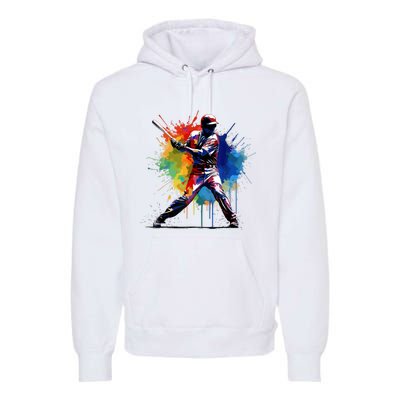 Paint Splash Baseball Player Gift For Fan Premium Hoodie