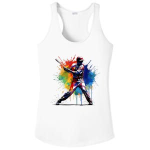 Paint Splash Baseball Player Gift For Fan Ladies PosiCharge Competitor Racerback Tank