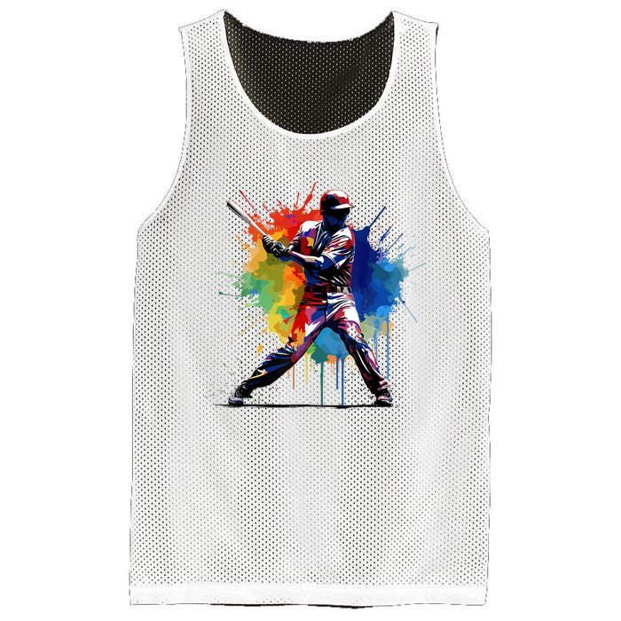 Paint Splash Baseball Player Gift For Fan Mesh Reversible Basketball Jersey Tank