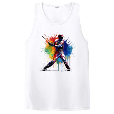 Paint Splash Baseball Player Gift For Fan PosiCharge Competitor Tank