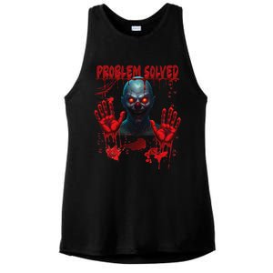 Problem Solved Bloody Hands Costume Clown Halloween Ladies PosiCharge Tri-Blend Wicking Tank