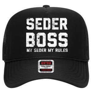 Passover Seder Boss My Rules Jewish Funny PESACH Matzah High Crown Mesh Back Trucker Hat