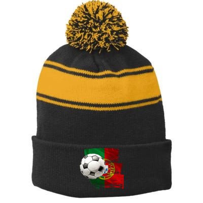 Portugal Soccer Ball Stripe Pom Pom Beanie