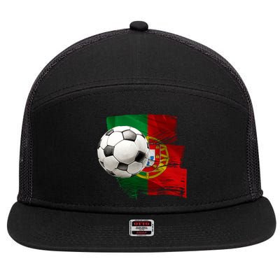 Portugal Soccer Ball 7 Panel Mesh Trucker Snapback Hat