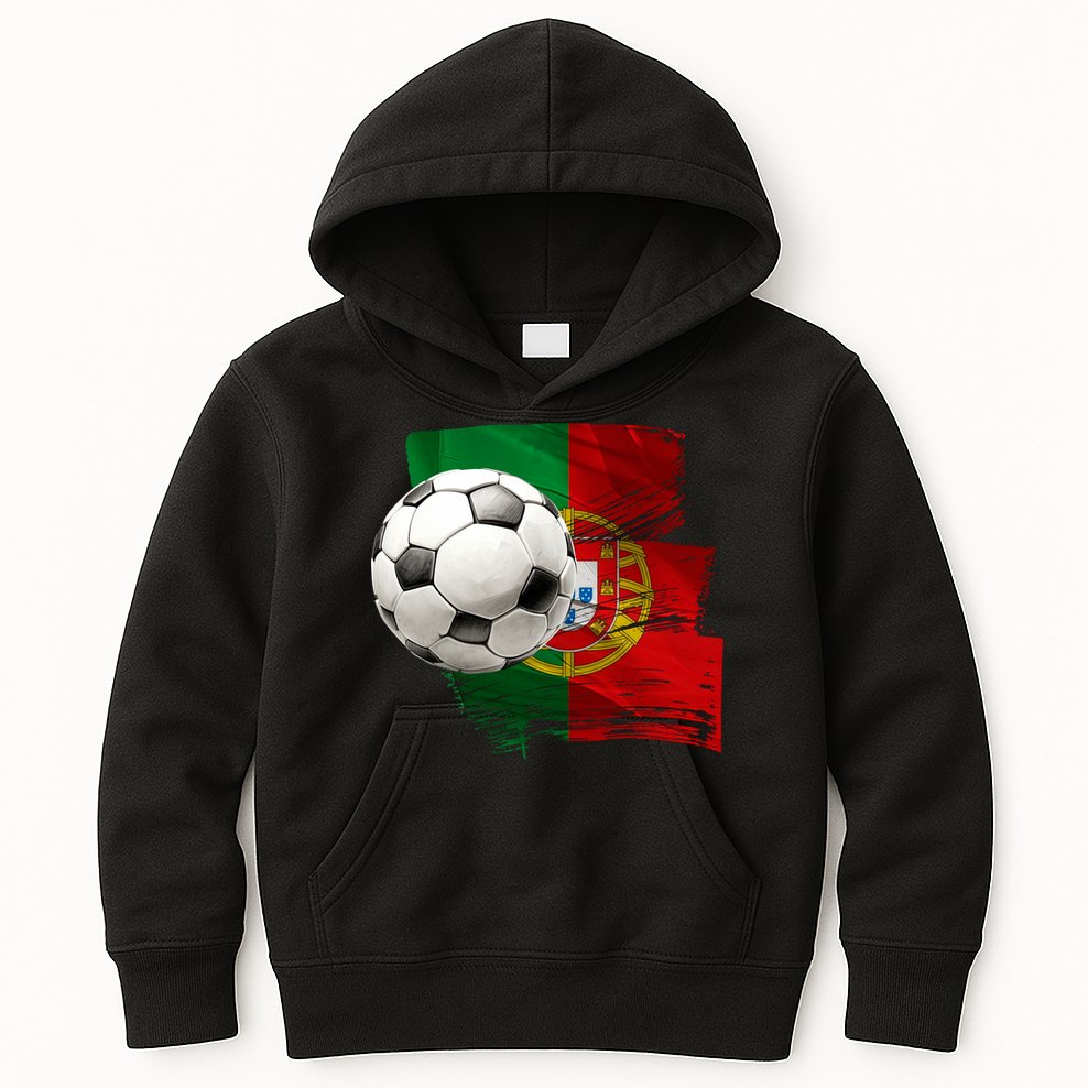 Portugal Soccer Ball Kids Hoodie