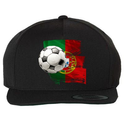 Portugal Soccer Ball Wool Snapback Cap