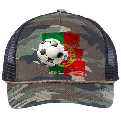 Portugal Soccer Ball Retro Rope Trucker Hat Cap