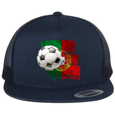 Portugal Soccer Ball Flat Bill Trucker Hat