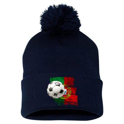 Portugal Soccer Ball Pom Pom 12in Knit Beanie