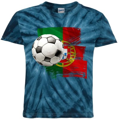 Portugal Soccer Ball Kids Tie-Dye T-Shirt