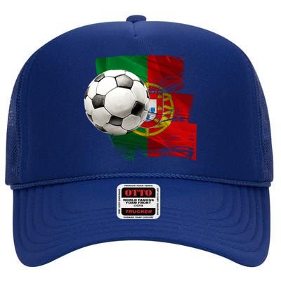 Portugal Soccer Ball High Crown Mesh Back Trucker Hat