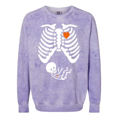 Pregnant Skeleton Costume Halloween Pregnancy Gift Colorblast Crewneck Sweatshirt