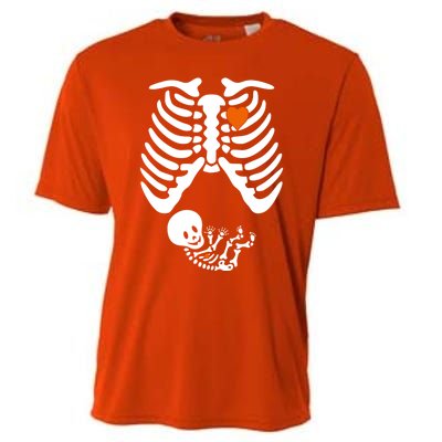 Pregnant Skeleton Costume Halloween Pregnancy Gift Cooling Performance Crew T-Shirt