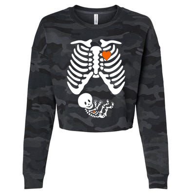 Pregnant Skeleton Costume Halloween Pregnancy Gift Cropped Pullover Crew