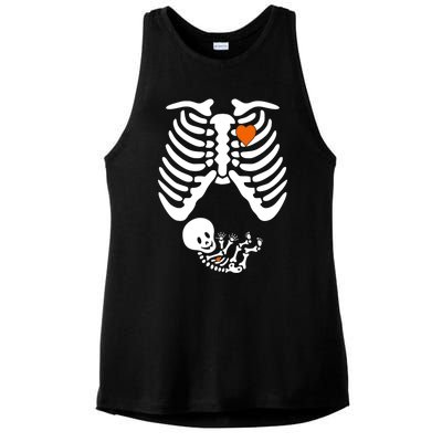 Pregnant Skeleton Costume Halloween Pregnancy Gift Ladies PosiCharge Tri-Blend Wicking Tank