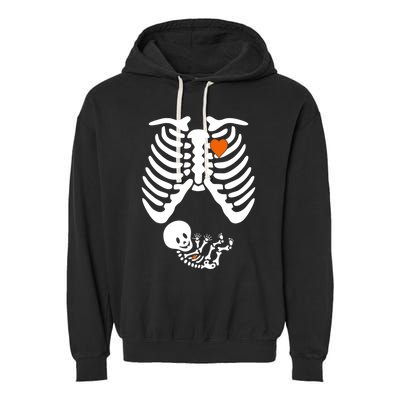 Pregnant Skeleton Costume Halloween Pregnancy Gift Garment-Dyed Fleece Hoodie