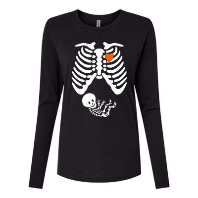 Pregnant Skeleton Costume Halloween Pregnancy Gift Womens Cotton Relaxed Long Sleeve T-Shirt