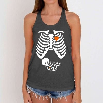 Pregnant Skeleton Costume Halloween Pregnancy Gift Women's Knotted Racerback Tank