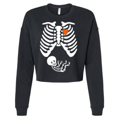Pregnant Skeleton Costume Halloween Pregnancy Gift Cropped Pullover Crew