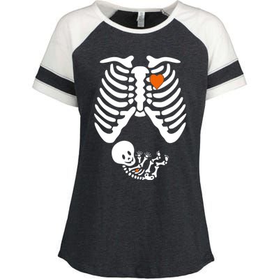 Pregnant Skeleton Costume Halloween Pregnancy Gift Enza Ladies Jersey Colorblock Tee