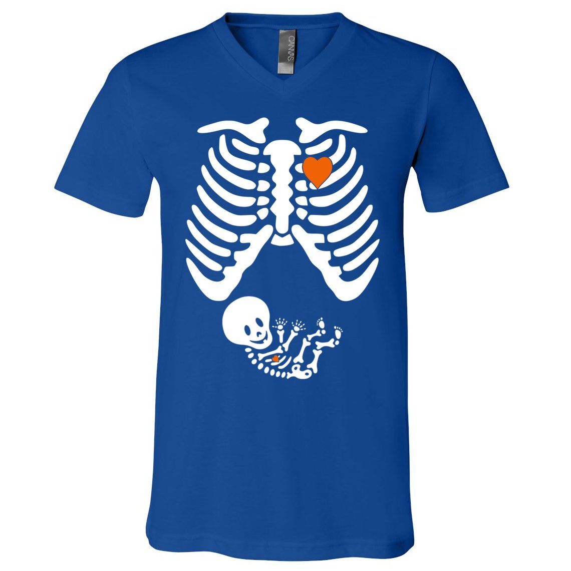 Pregnant Skeleton Costume Halloween Pregnancy Gift V-Neck T-Shirt